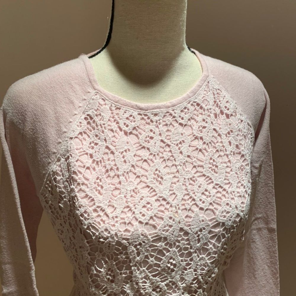 Elle Pink Floral Embroidered Sweater Sma